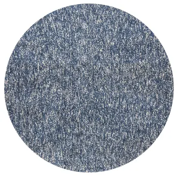 6' Indigo And Ivory Hand Woven Round Rug