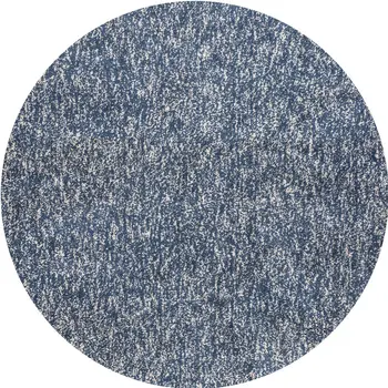 6' Indigo And Ivory Hand Woven Round Rug