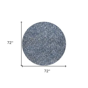 6' Indigo And Ivory Hand Woven Round Rug