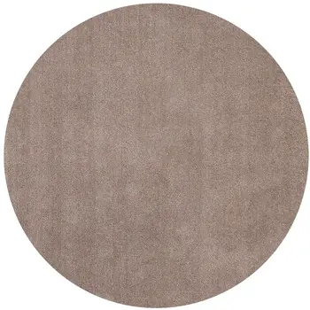 6' Beige Shag Hand Woven Round Rug