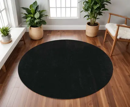 6' Brown Hand Woven Round Rug