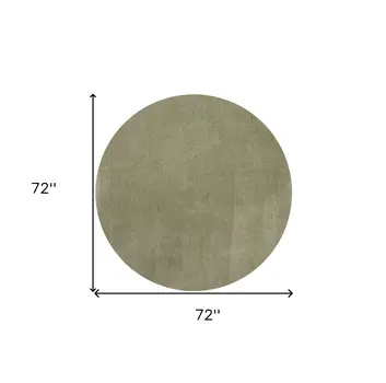 6' Sage Green Round Hand Woven Area Rug