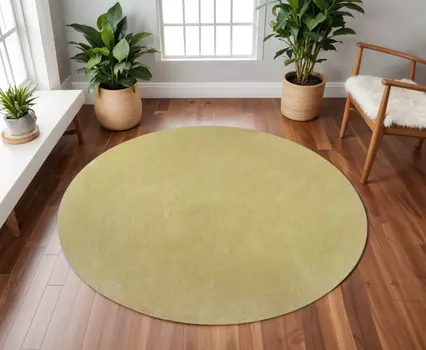 6' Round  Polyester Canary Yellow Area Rug
