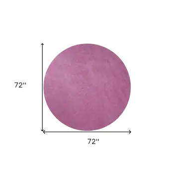 6' Round  Polyester Hot Pink Area Rug