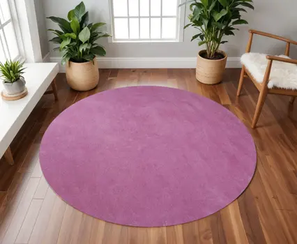 6' Round  Polyester Hot Pink Area Rug