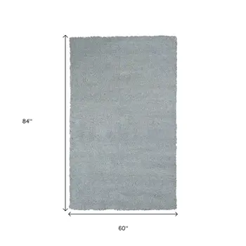 5' X 7' Blue Shag Hand Woven Area Rug