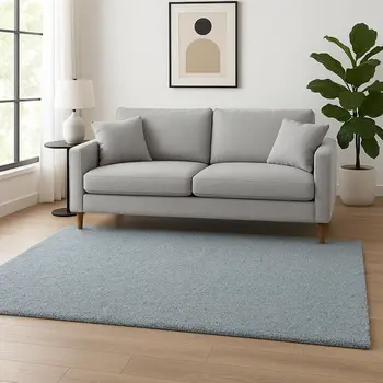 5' X 7' Blue Shag Hand Woven Area Rug