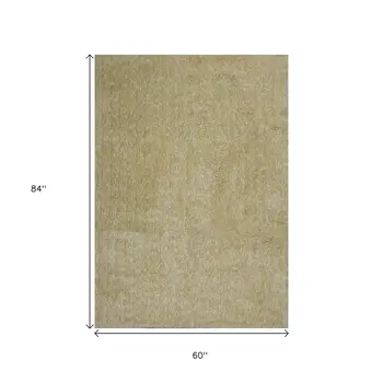 5' X 7' Yellow Shag Hand Woven Area Rug