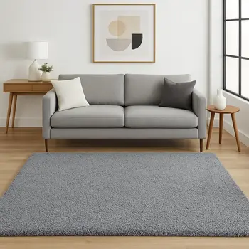 5' X 7' Gray Shag Hand Woven Area Rug