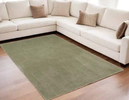 5' X 7' Sage Shag Hand Woven Area Rug