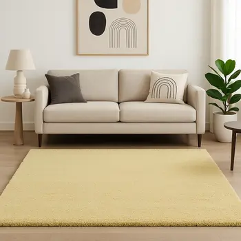 5' X 7' Canary Yellow Shag Hand Woven Area Rug