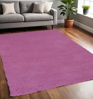 5' X 7' Hot Pink Shag Hand Woven Area Rug