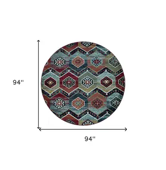 7' Red Round Area Rug
