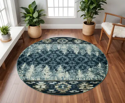 8' Slate Blue Round Area Rug