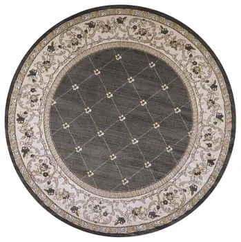 8' Gray And Ivory Round Rug
