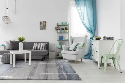 5' X 8' Blue And Gray Abstract Area Rug