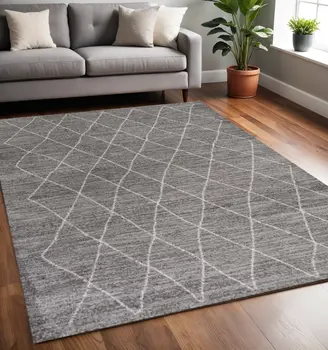 5' X 8' Gray And Light Gray Geometric Area Rug