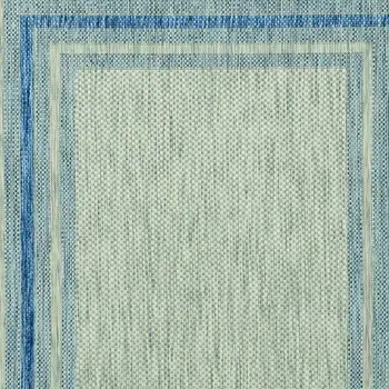 8' X 11' Blue And Gray Striped Indoor Outdoor Area Rug