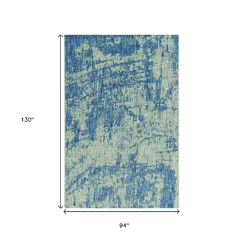 8' X 11' Gray And Denim Blue Abstract Area Rug