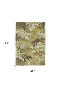 4' X 6' Moss Green Hand Tufted Palm Trees Indoor Area Rug