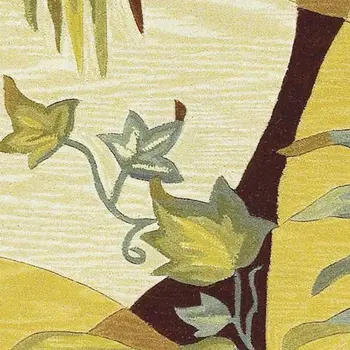 4' X 6' Coral Green And Ivory Wool Botanical Leaves Hand Tufted Area Rug
