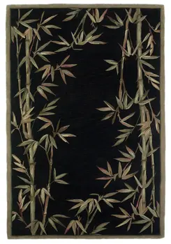 4' X 6' Black Hand Tufted Bordered Bamboo Indoor Area Rug
