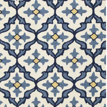 5' X 8' Ivory And Blue Moroccan Indoor Outdoor Area Rug