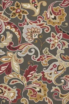 5' X 8' Taupe Floral Indoor Outdoor Area Rug