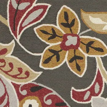 5' X 8' Taupe Floral Indoor Outdoor Area Rug