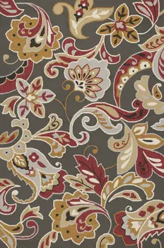 5' X 8' Taupe Floral Indoor Outdoor Area Rug