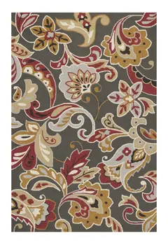 5' X 8' Taupe Floral Indoor Outdoor Area Rug