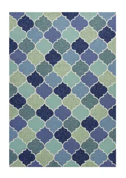5' X 8' Blue Moroccan Indoor Outdoor Area Rug