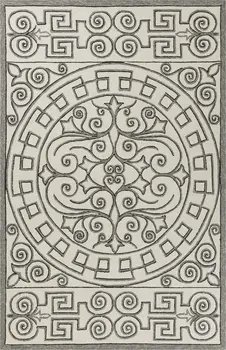 5' X 8' Gray And Ivory Damask Indoor Outdoor Area Rug