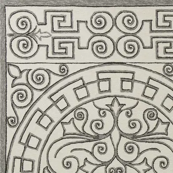 5' X 8' Gray And Ivory Damask Indoor Outdoor Area Rug