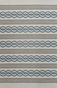 5' X 7' Ivory And Blue Abstract Handmade Indoor Outdoor Area Rug