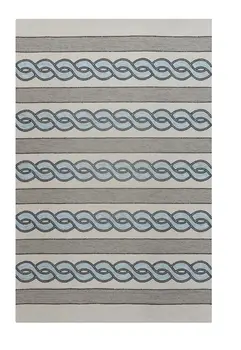 5' X 7' Ivory And Blue Abstract Handmade Indoor Outdoor Area Rug