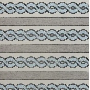 5' X 7' Ivory And Blue Abstract Handmade Indoor Outdoor Area Rug