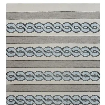 5' X 7' Ivory And Blue Abstract Handmade Indoor Outdoor Area Rug
