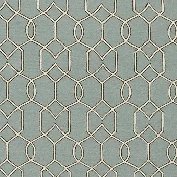 5' X 7' Green and Ivory Geometric Hand Hooked Area Rug
