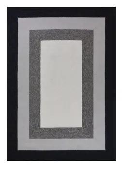 5' X 7' Ivory Charcoal and Taupe Geometric Hand Hooked Area Rug