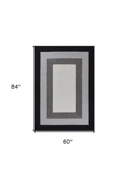 5' X 7' Ivory Charcoal and Taupe Geometric Hand Hooked Area Rug