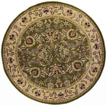 8' Blue And Green Floral Vines Octagon Rug