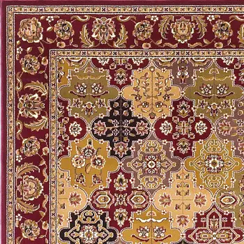 7' Red Beige And Tan Quatrefoil Octagon Rug