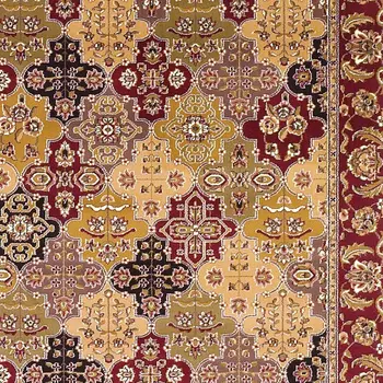 7' Red Beige And Tan Quatrefoil Octagon Rug