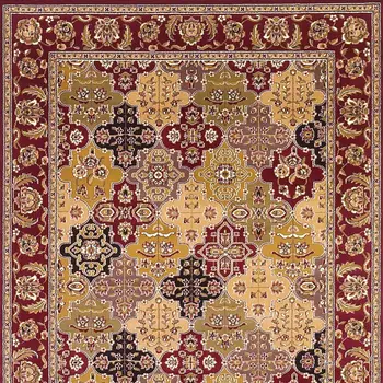 7' Red Beige And Tan Quatrefoil Octagon Rug