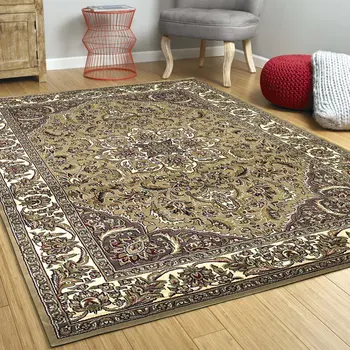8' Beige And Ivory Medallion Octagon Rug