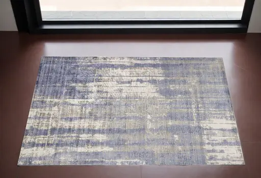 3' X 5' Blue and Gray Abstract Area Rug