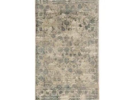 3' X 5' Beige and Blue Floral Area Rug