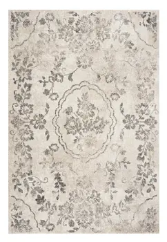 5' X 8' Gray And Dark Gray Floral Distressed Area Rug