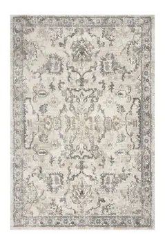 5' X 8' Ivory Machine Woven Distressed Floral Traditional Indoor Runner Rug